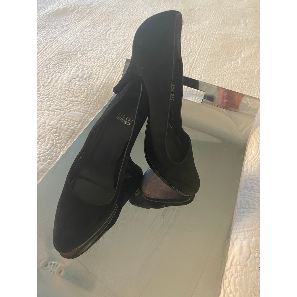 Stuart Weitzman Black Suede Platform 3" Heels Pum… - image 2